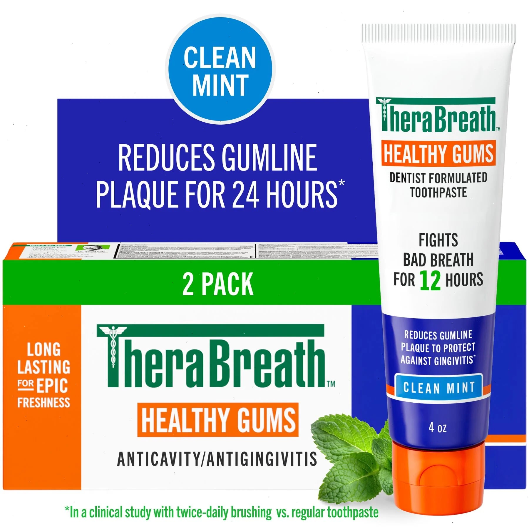 TheraBreath Fresh Breath Oral Rinse & Healthy Gums Toothpaste Bundle - View 3