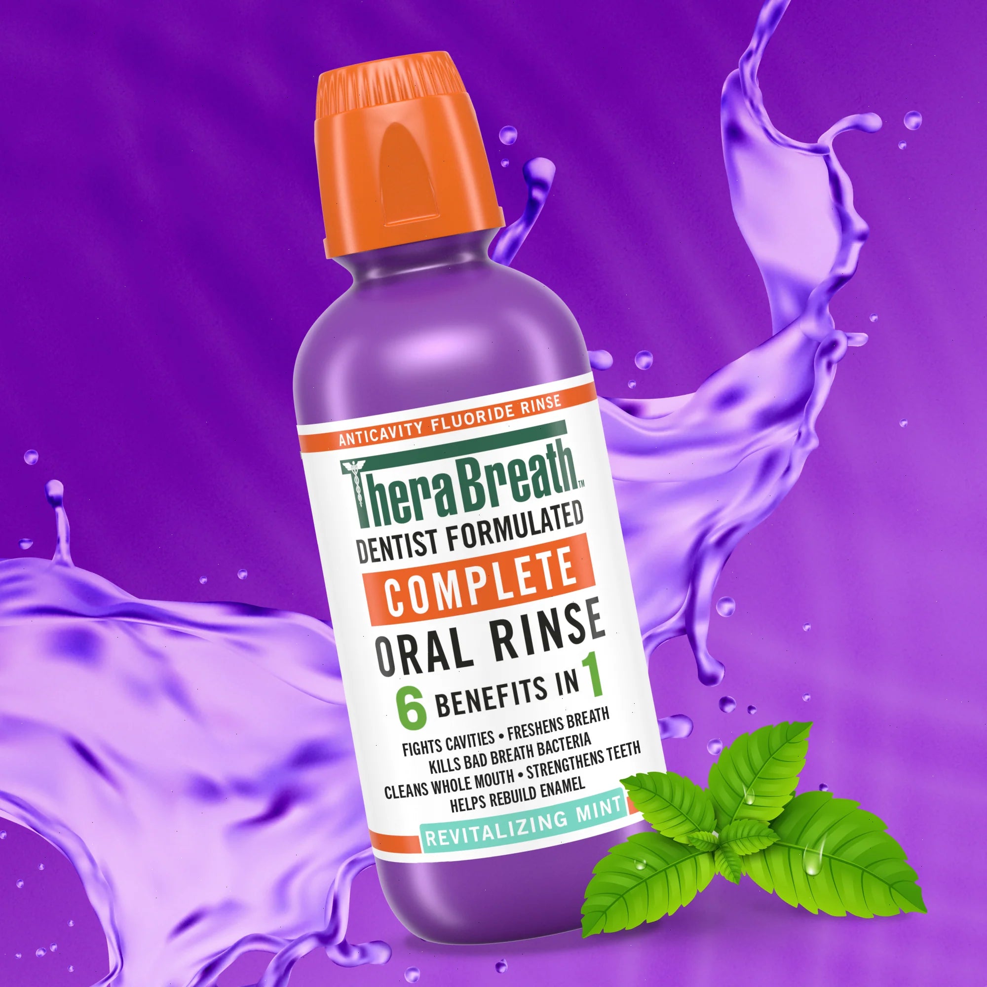 TheraBreath Complete Mouthwash, 6-in-1 Beneﬁts, Alcohol-Free, Revitalizing Mint - View 2