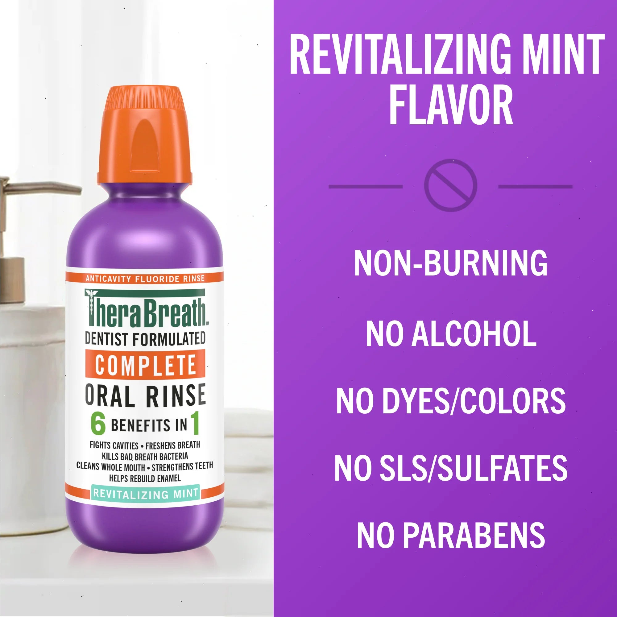 TheraBreath Complete Mouthwash, 6-in-1 Beneﬁts, Alcohol-Free, Revitalizing Mint - View 5