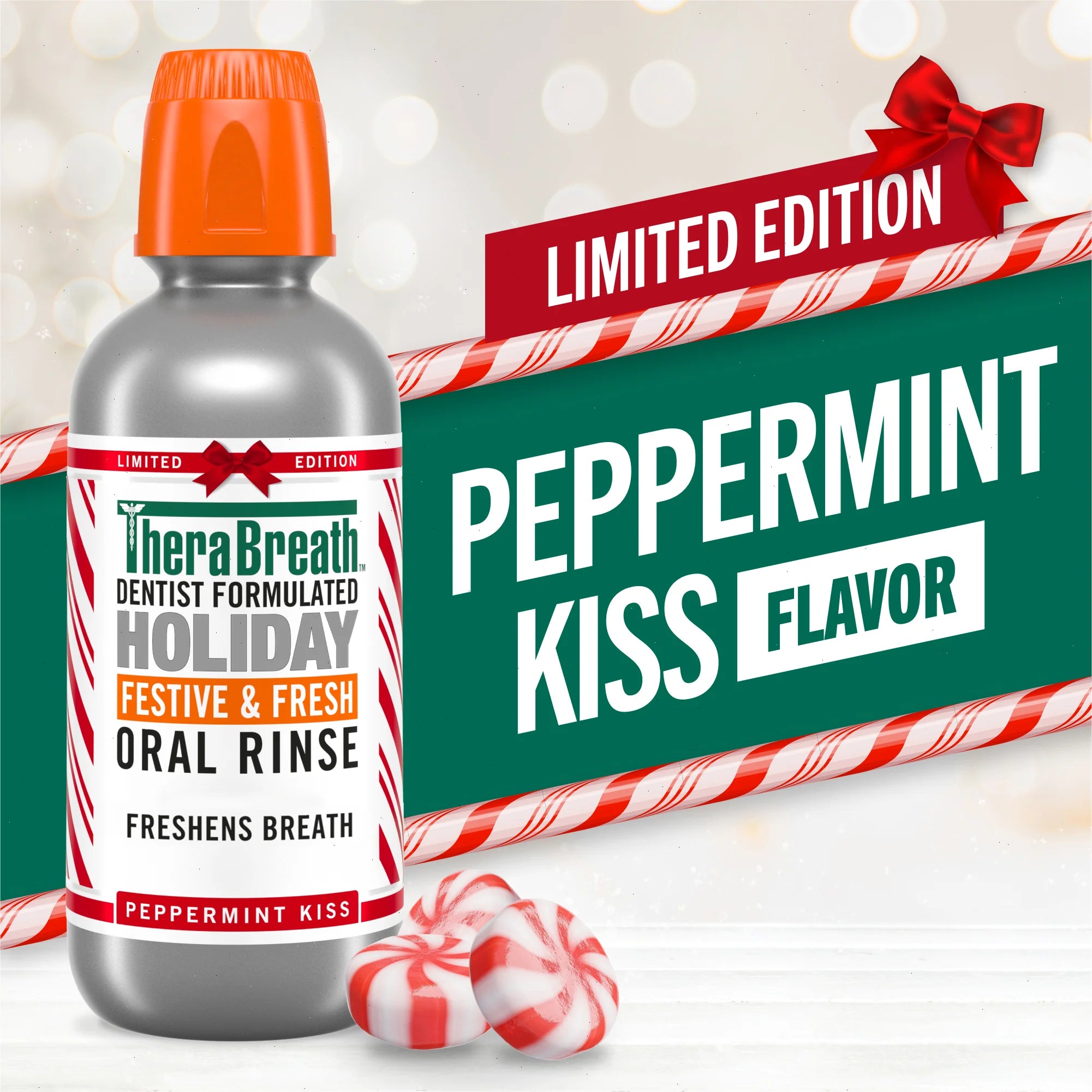 TheraBreath Limited Edition Holiday Festive & Fresh Oral Rinse, Peppermint Kiss - View 3