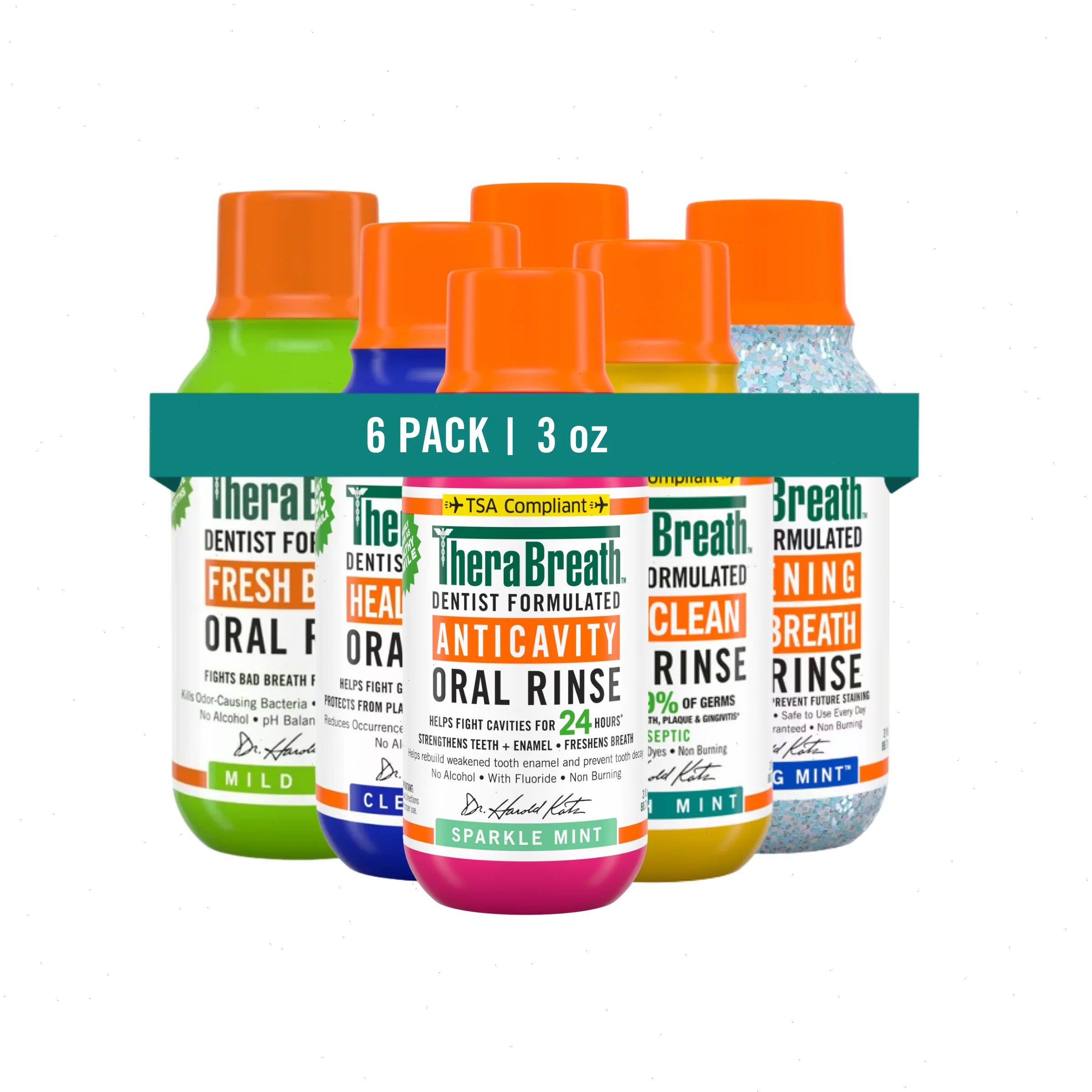 Travel-Size Mouthwash - TheraBreath Variety 6-Pack Bundle - View 3
