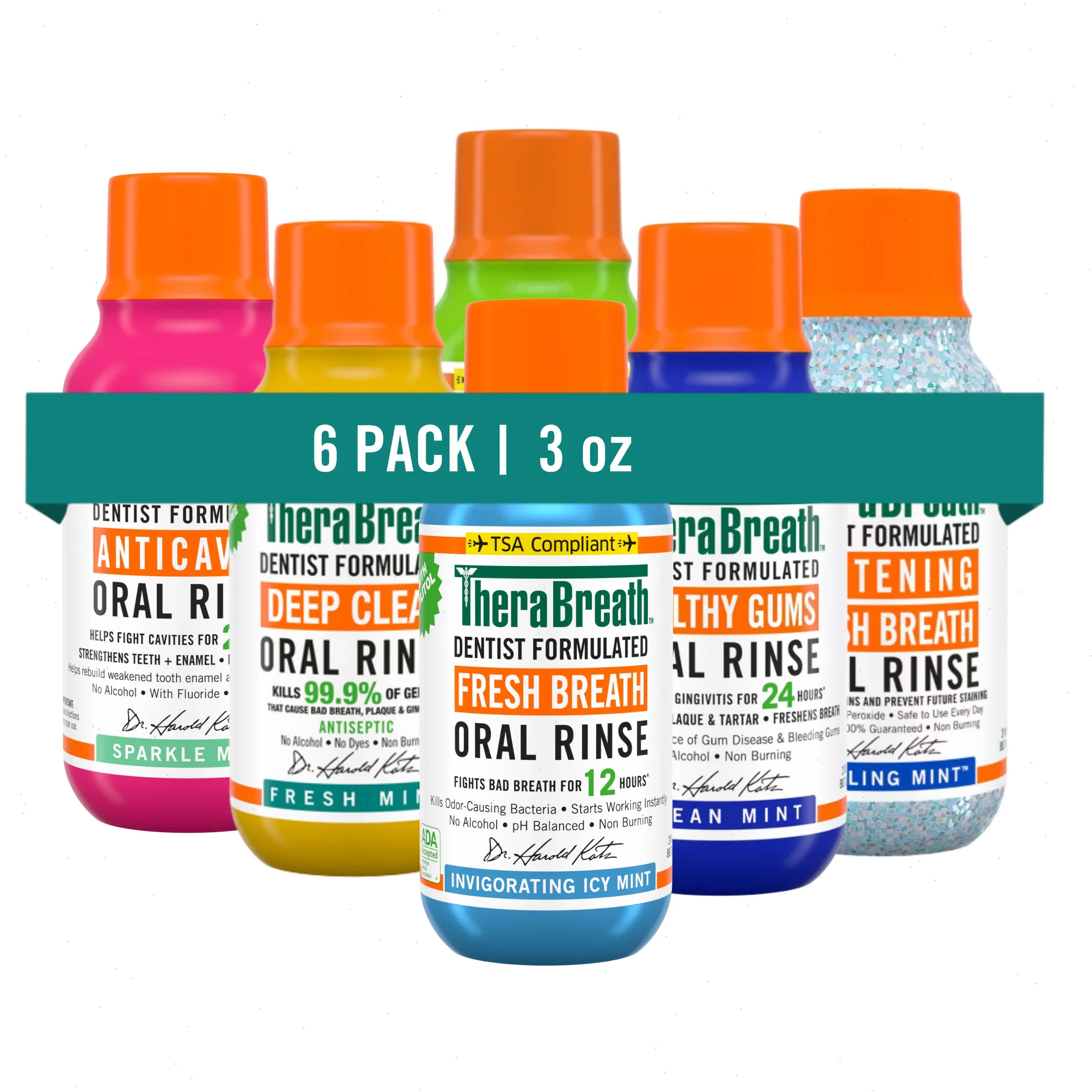 Travel-Size Mouthwash - TheraBreath Variety 6-Pack Bundle - View 4